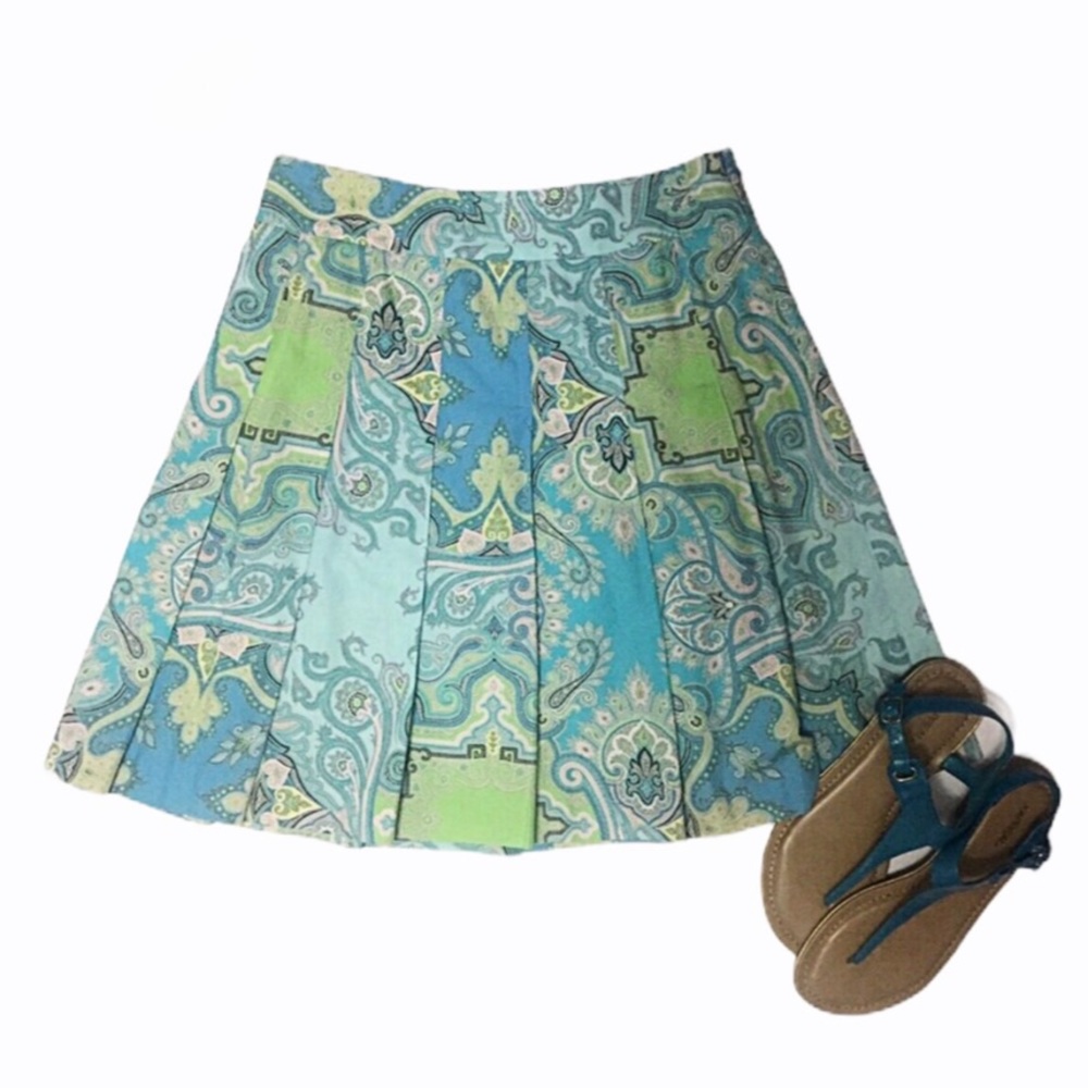 J. Crew Pleated Paisley Skirt